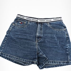 Vintage y2k 90s Tommy Hilfiger graphic belt denim shorts